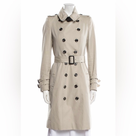 BURBERRY | Double Breasted Trench Coat Beige Cream MidLength Heritage UK 6 US 4 - Picture 1 of 16